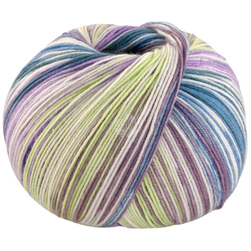 LANA GROSSA Meilenweit Seta Asia | Hochwertiges Sockengarn mit Seide | Handstrickgarn aus 55% Schurwolle (Merino) 25% Polyamid & 20% Seidenanteil | 100g Wolle zum Stricken & Häkeln 420m Garn FB 3174