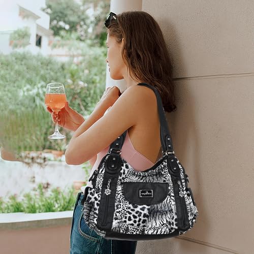 Image of Angel Kiss Purses for Women, Large Shoulder Bag Hobo Tote Purse Mutipocket Faux Leather Satchel Hobo Purse