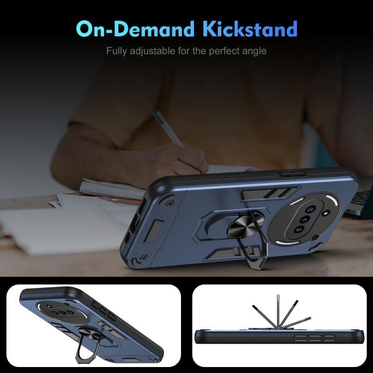 Image of ShieldTech PC Back Cover Case for Nothing Phone 3a | Ring Stand | Camera Protection Blue Mobile Phone Back Cover Case for Nothing Phone 3a | Blue Back Cover