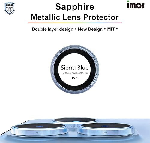 Miniatura 2 de imos - Protector de lente compatible con iPhone 13 Pro  13 Pro Max de aleación de aluminio Zafiro de Fuyuan, accesorio de zafiro para iPhone 13 Pro