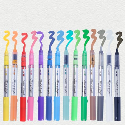 Image of BRUSTRO Fluid Acrylic Brush Pen | Set of 14 Basic Shades | Waterproof, Fast Drying, Opaque Colors, Highly Pigmented | Ideal for Colouring, Drawing, Doodling, Marker, Professional Art & Craft