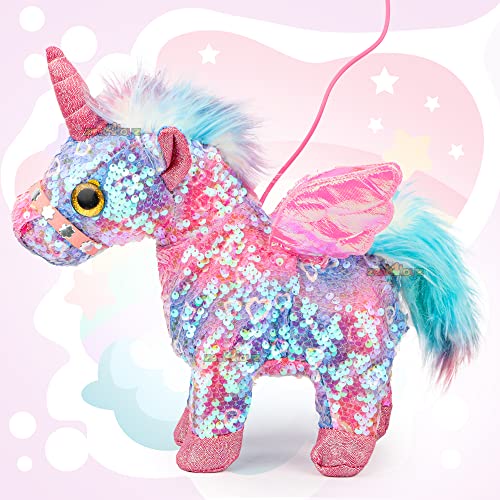 Image of Zest 4 Toyz Soft Plush Unicorn Musical Toys Reversible Sequin Unicorn with Sound Toys for Kids Birthday Gift (Pack of 1) Random Color Dispatch