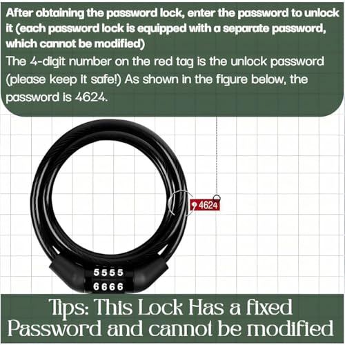 Image of NSXEEN Heavy-Duty 4-Digit Combination Cable Lock for Bike, Gate, Helmet, Luggage & Multipurpose Security | Anti-Theft Steel Wire Lock with Resettable Password & PVC Coating | 1.2M Strong Cable Lock