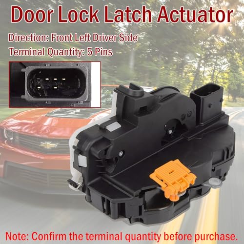 Image of Front Left Driver Side Door Latch Lock Actuator Compatible with Chevy Equinox Volt Cruze Malibu GMC Terrain Cadillac SRX, Replaces 931-314 13502466 13579522