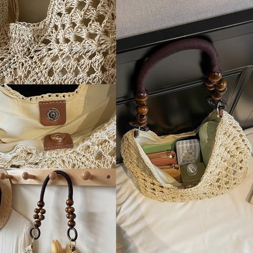 Bolsa tote de hombro de crochet para mujer miniatura 5