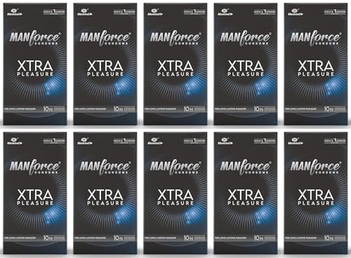 Image of Manforce Xtra Pleasure Xtra Dotted Climax Delay Condoms, Unflavoured, 10 Pcs (Pack of 10)
