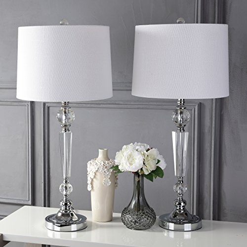 Jonathan Y Jyl2048A-Set2 Set Of 2 Table Lamps Emma 29.5" Crystal Led Table Lamp Modern Contemporary Bedside Desk Nightstand Lamp For Bedroom Living Room Office College Bookcase, Clear #TOP3