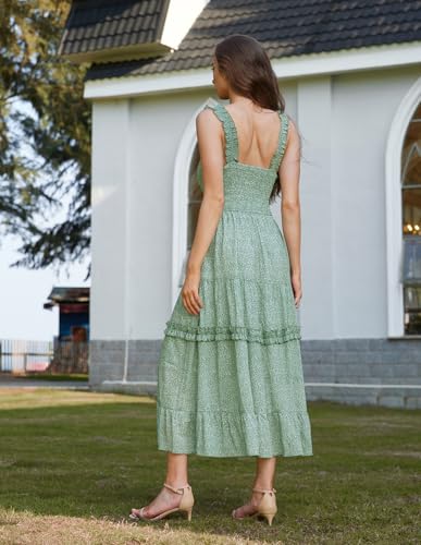 Image of Scarlet Darkness Floral Dress for Women 2026 Flowy Sundress Smocked Cottagecore Dresses