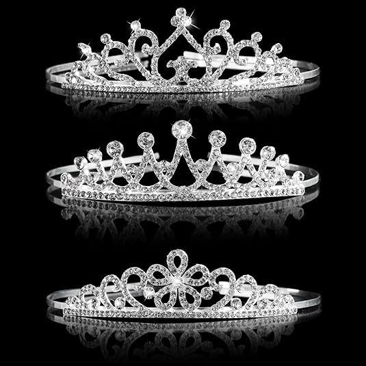 Miniatura 3 de Paquete de 6 diademas de tiara de cristal, corona de princesa plateada, diadema de diamantes de imitación para mujeres, niñas, accesorios para el