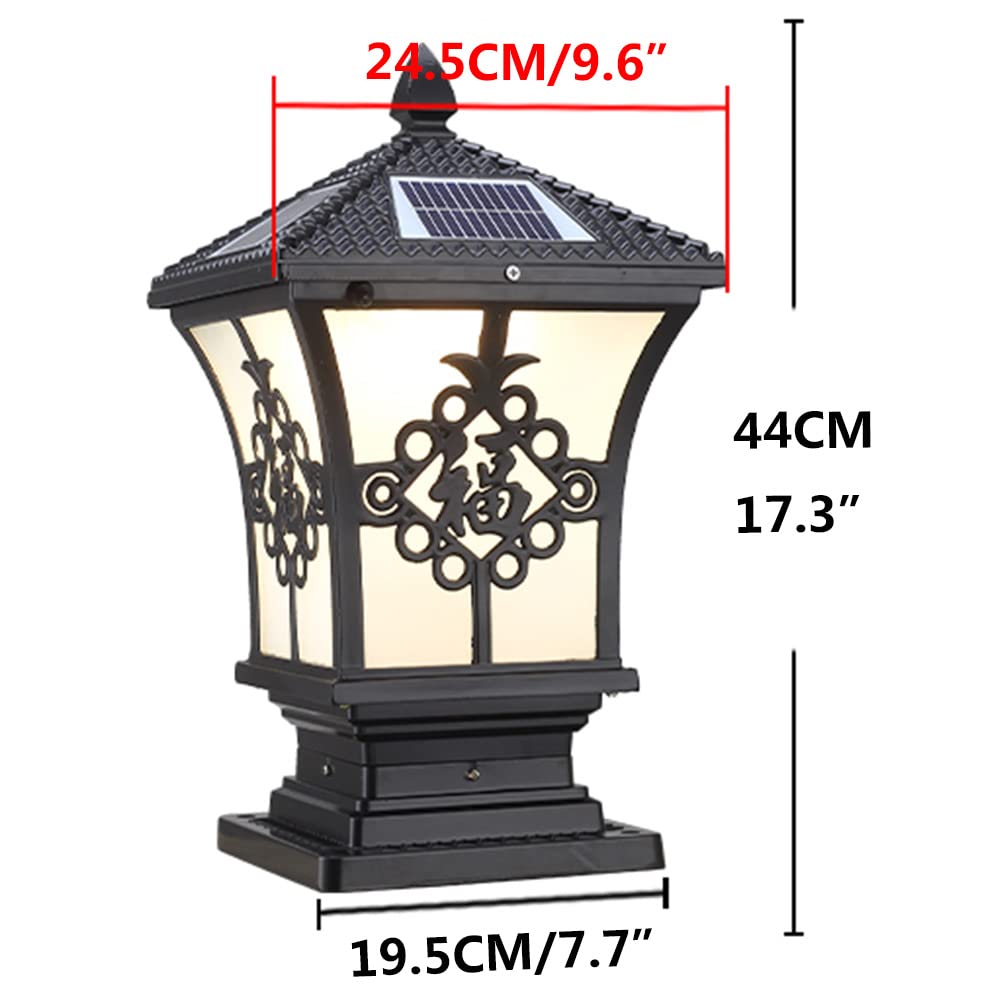 Solarna lampa słupkowa LED Brama zewnętrzna Słupek słupkowy Lampa Trójkolorowa ściemnialna lampa kolumnowa Ścieżka ogrodowa Lampa stygmatowa Światło patio Solar Lawn Lampy stołowe Ogrodzenie