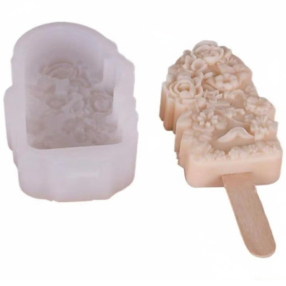 Sslvya Flower Popsicles Mold Silicone Ice Lolly Mould Summer Ice Maker for Freezing Fruit or Freezer Snacks Purple Making