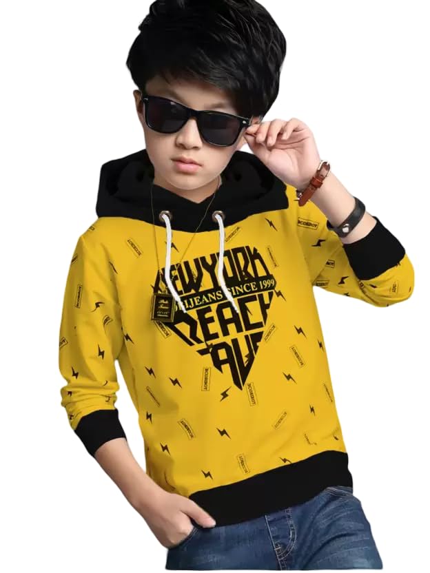 Image of LilBits Boys Regular Fit Printed Hooded Casual T-Shirt