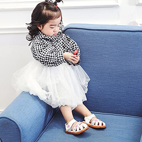 Toddler Little Girl's Summer Soft Closed-Toe Princess Flower Outdoor Casual Sandals for Kid Girl Lightweight Anti-Slip Leather Flats4