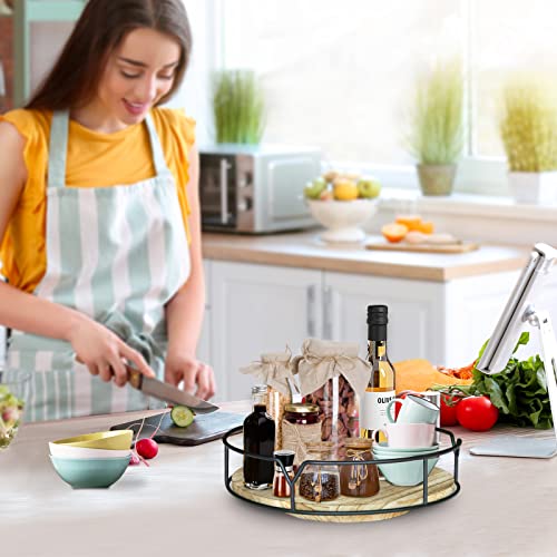 Farmhouse Lazy Susan Turntable For Cabinet,Wooden Lazy Susan Organizer For Display,Decorative 360 Roating Display Stand Tray For Kitchen Decor,Trays For Coffee Table, Lazy Susan Cabinet Organizer #TOP2