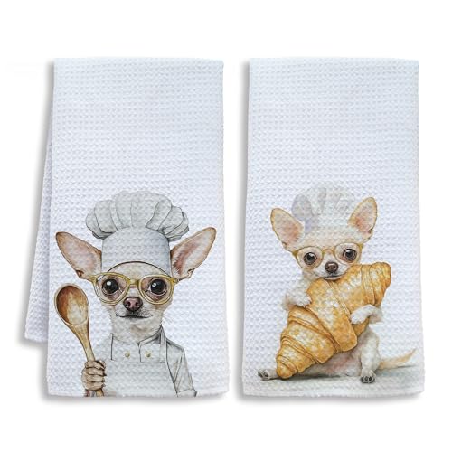 Shrago Funny Chef Chihuahua Kitchen Towels, Chihuahua Gifts for Women Men Dish Tea Towels,...