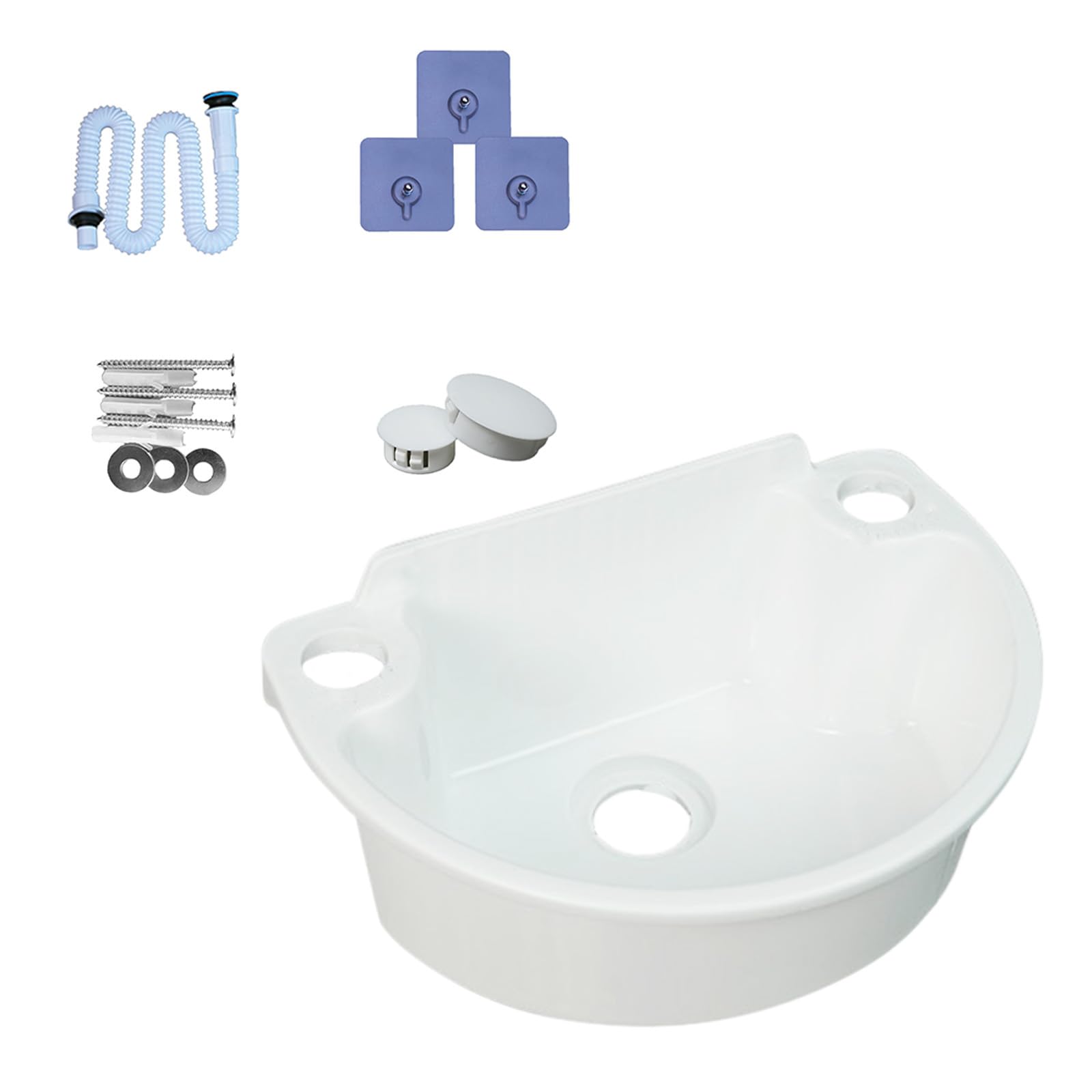 Lavabo Salle de Bain,plastiques Lavabo Suspendu,Lave Main,Blanc,aucun perçage n'est nécessaire,29.5x21x10.5cm(WxDxH),Idéal pour Maison Restaurant et Hôtel (C)