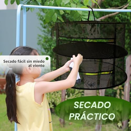 Miniatura 6 de Gexu Red De Secado Cremallera 2 Capas Para Colgar Plegable, 61 Cm 61 Cm 38 Cm Secadora De Plantas De Red De Secado De Hierbas Negras Para Secar Verduras, Carne, Hierbas, Pescado, Etc.