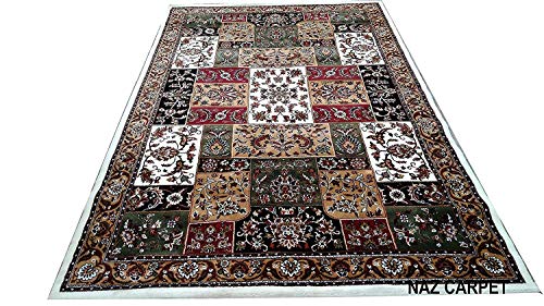 Image of Kashmiri Traditional Woollen Carpet with Advanced 1 Inch Thickness & Classical Look 240x335cm (8x11 Feet) Color White