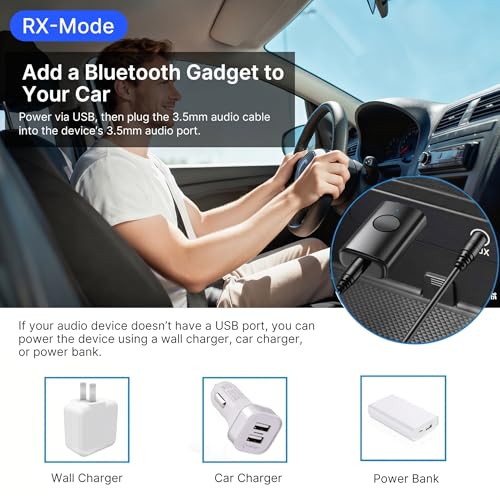 Adaptador AUX Bluetooth 2 en 1 para auto y casa miniatura 4