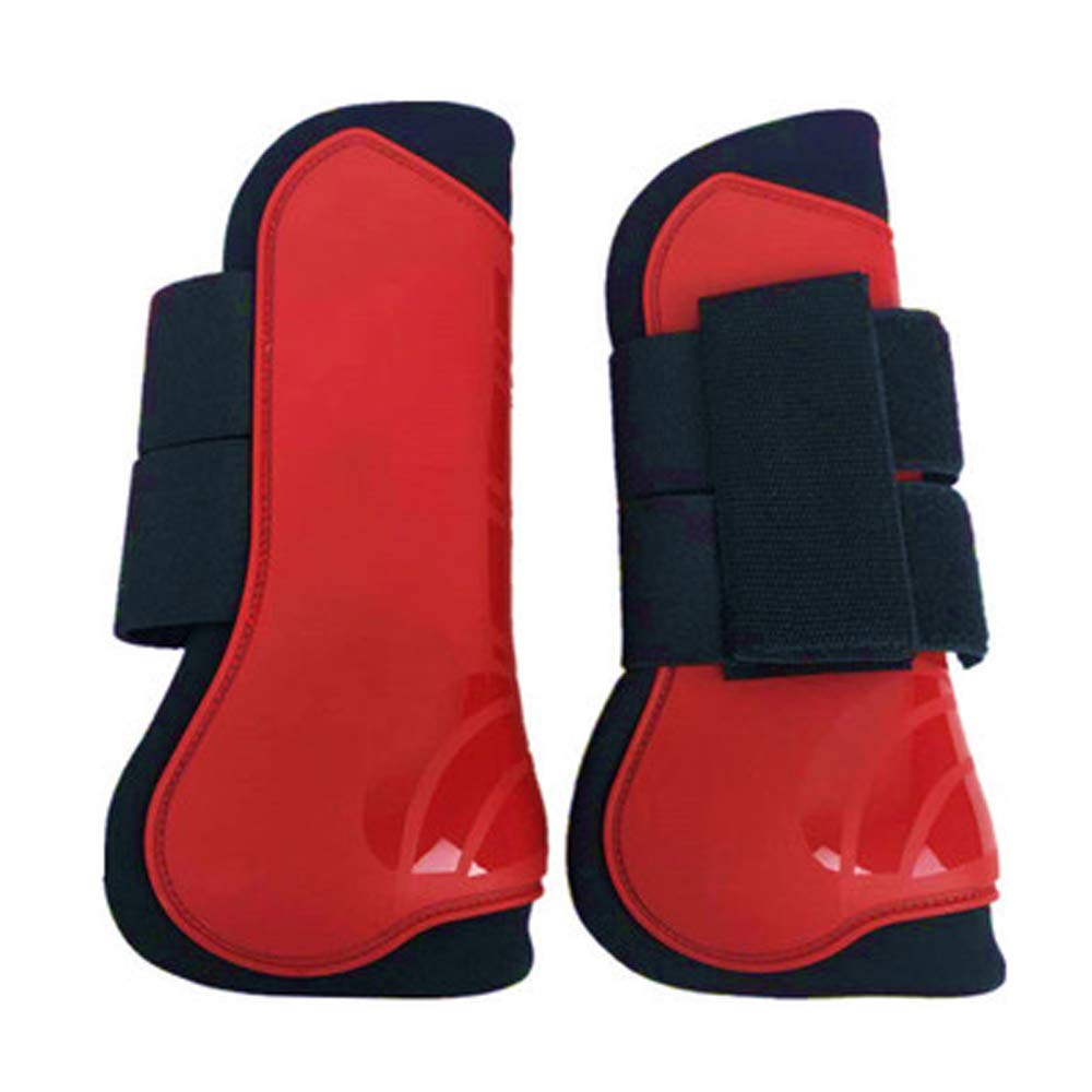 UNISTRENGH Horse Care Boots Open Front Jumping Tendon and Hind Fetlock Horse Secure Leg Protection Boots Lightweight Tough Dressage Horse Riding Equestrian Equipment (Red (2* Front Boots))