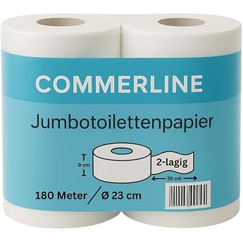 Commerline Jumbo Toilet Paper 6 Rolls Large Rolls 2 Ply