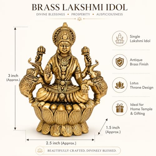 Estatua de Bronce Lakshmi BEXCO 3 pulgadas miniatura 2