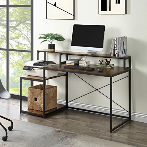 Merax 59'' Home Office Shelves Study Writing Computer Table Desk, Tiger #TOP1