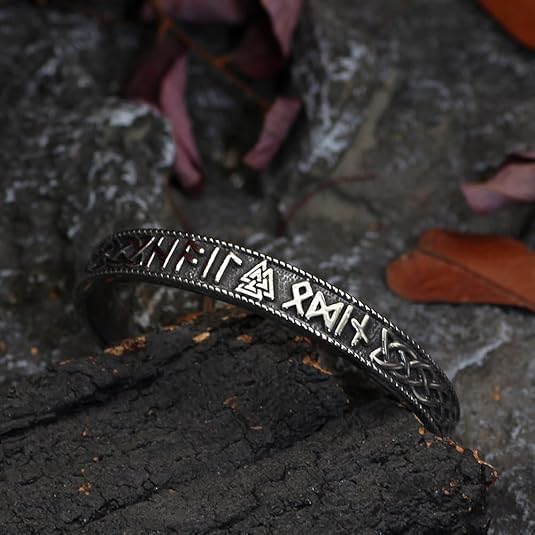 TURTLEDOVE Viking Rune Valknut Bangle, Celtic Knot Bracelet, Norse Pagans Jewelry of Amulet - Image 5