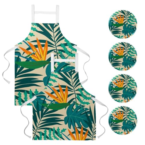 Tablier de serveuse anti-taches avec 4 broches ajustables lot de 2 pièces