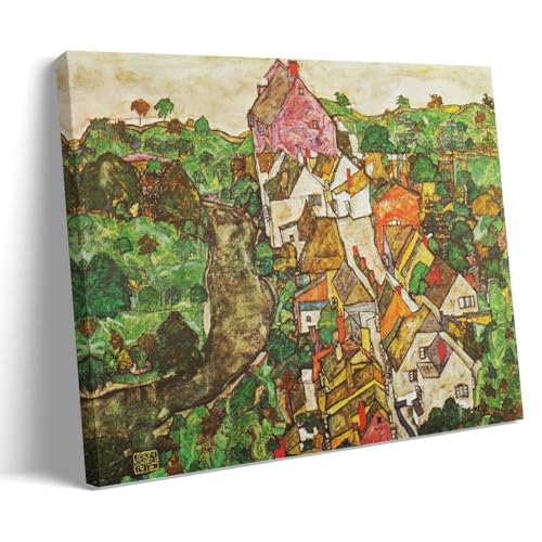 Impression sur toile Egon Schiele Krumau on The Moldau poster de qualité