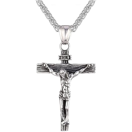 Vintage [Roman Empire Gothic Style] Crucifix Necklace - Marked Catholic