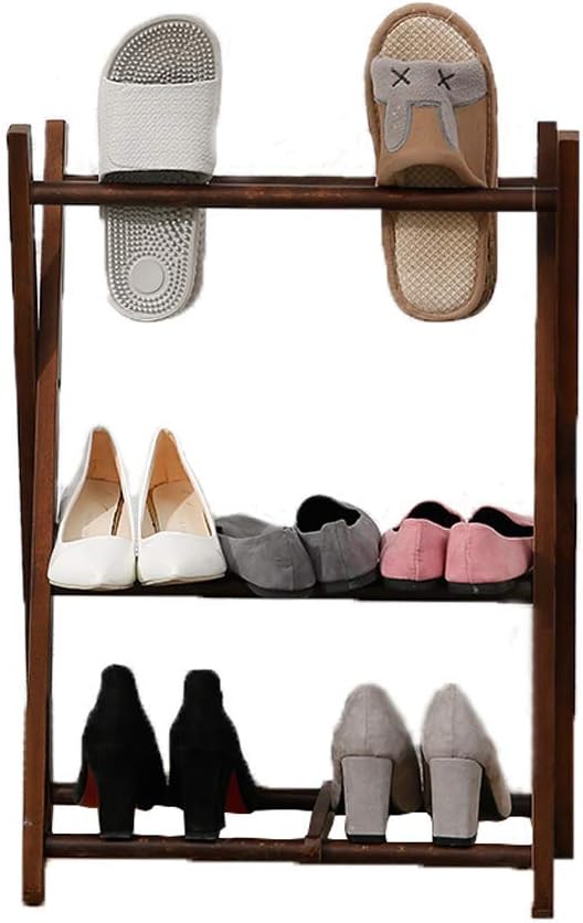 Folding Solid Wood Shoe Rack Mobile Storage Rack Simple