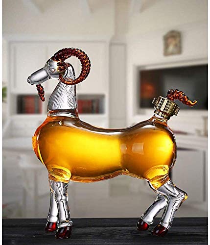 Schapenvorm Decanter, whiskyfles, geit glas dier handgeblazen hoge borosilicaat glazen fles transparante fles, 1000 ml… - Afbeelding 4