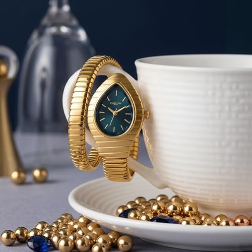 Image of Carlton London Embrace Analog Watch for Women, Snake Design Bracelet, 34.5 mm Dial, Quartz Movement, 30M Water Resistant