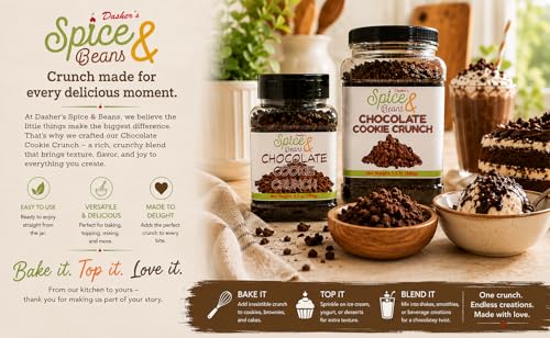 Image of Chocolate Cookie Crunch 1.5 lb | Chocolate Cookie Crumble Dessert Topping | Ice Cream, Cakes, Cupcakes, Brownies & Dessert Decorations | Bulk Resealable Container | Dasher's Spice & Beans