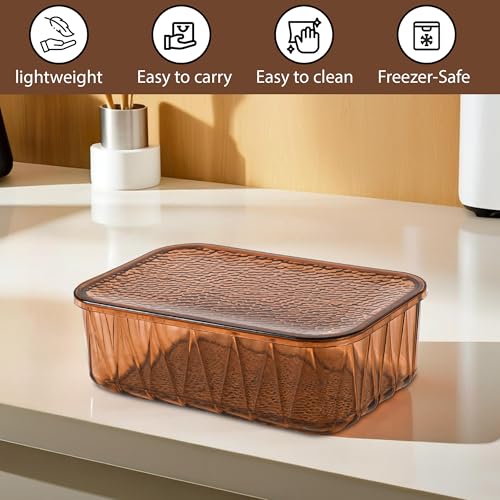 Image of Kuber Industries 2 Pcs Acrylic Stackable 4600 ml Kitchen Food Storage Container for Home with Lid | Freeze Organizer Items and Storage Organizer Box for Snacks and Dry Fruits | Brown