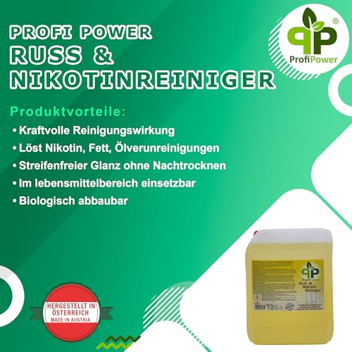 Russ- & Nikotinreiniger Profi Power (5L) - Nikotin Entferner – Ruß Entferner – Nikotin Entferner Reiniger – Küchenmöbel- Fensterrahmen Reiniger