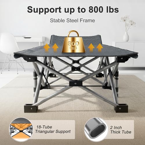 Image of ABORON Camping Cot for Adult 28 inch Extra Wide, 2PK Heavy-Duty 1200D Oxford Cot for Sleeping, Portable Folding Camp Bed with Mat & Carry Bag