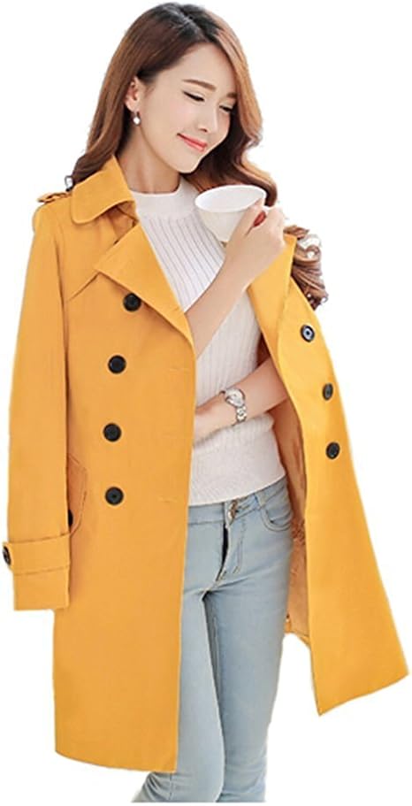 Amazon Chuguang トレンチコート レディース 春 コート ベーシックトレンチコート アウター ジャケット ロング丈 スプリングコート 春秋コート スリム 着痩せ 長袖 大きいサイズ コート ジャケット 通販