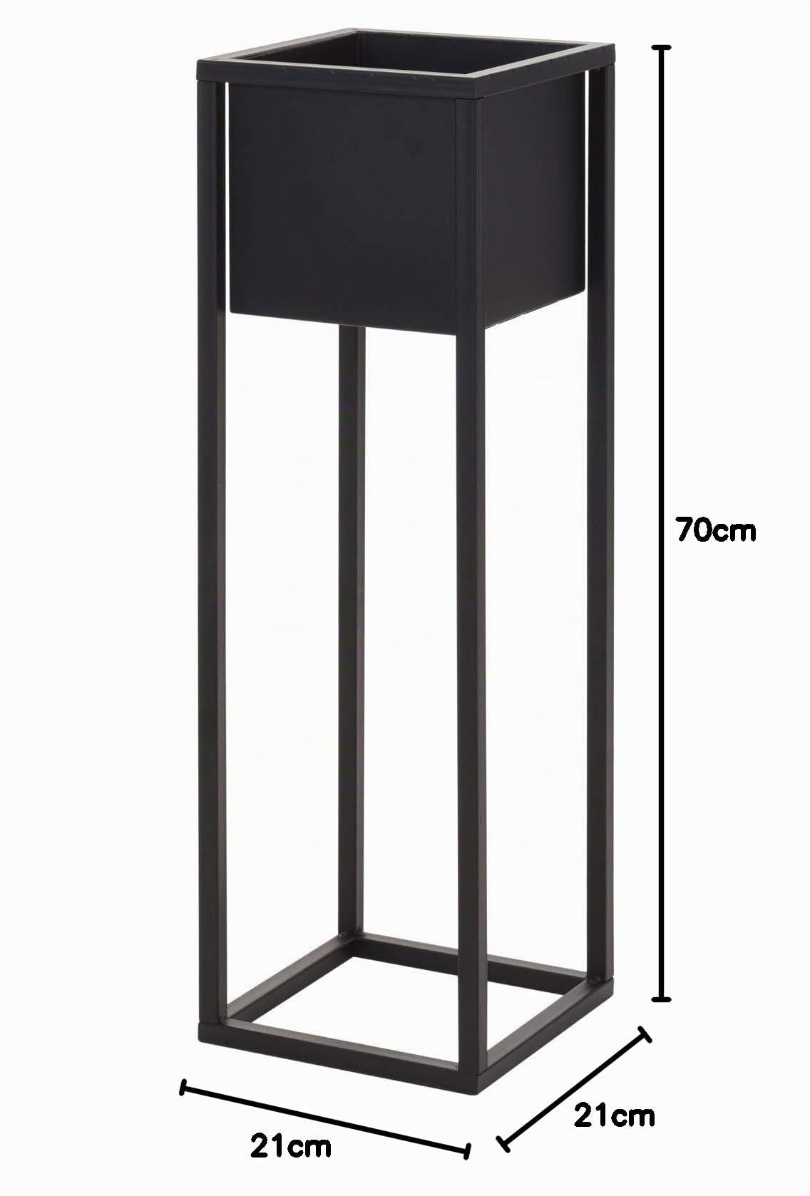 Home&Styling Blumentopf mit Ständer Blumenkübel Pflanztopf Übertopf Pflanzgefäß Blumenständer Metallständer Blumentopfständer Metall 70cm Schwarz | Blumenkübel Pflanztopf Übertopf Pflanzgefäß Metallständer