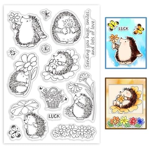 GLOBLELAND Hedgehog Silicone Clear Stamps for Crafting Cover