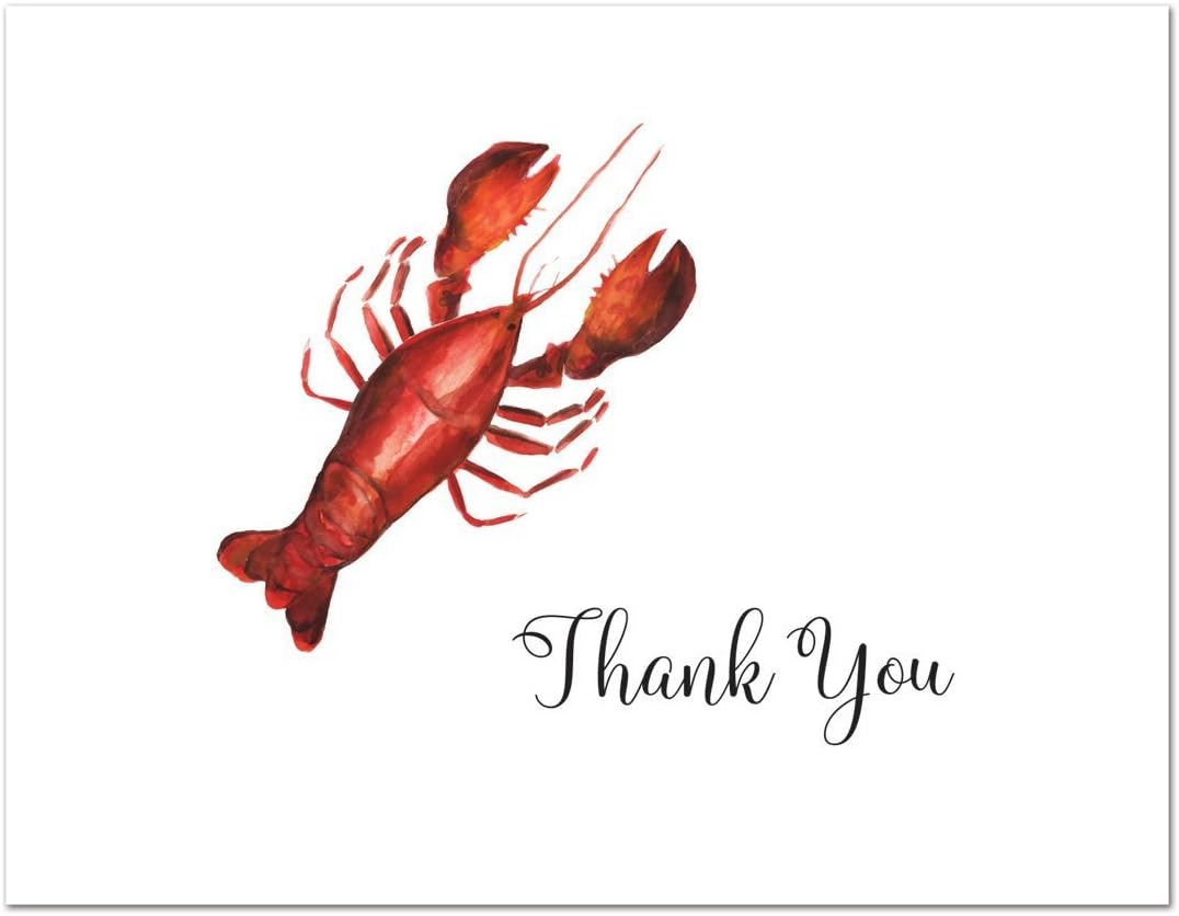 MyExpression.com 50 cnt Watercolor Lobster Crawfish Thank You Cards