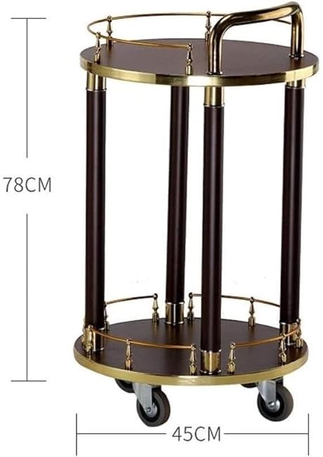 Storage Cart for Variety Applications Bar Serving Cart 2-Tiers Round Kitchen Trolley Bar Cart Display Cabinet Utility Cart Storage Trolley for Bathroom Kitchen-1I35K3hf
