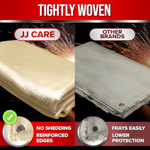 Image of Welding Blanket - 4ft x 6ft, 850GSM Fiberglass Welding Blanket for Smokers with Brass Grommets, Heavy Duty Fireproof Welders Mat for Industrial, Smoker, Grill and Camping