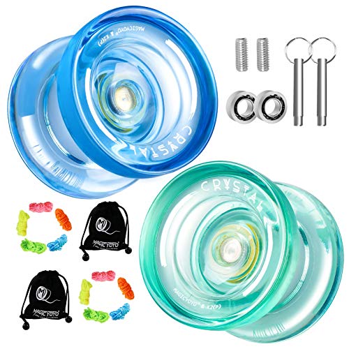 YOSTAR MAGICYOYO K2 Plus Crystal Responsive Yoyo for Kids, Dual Purpose Yo-yo for Beginner, Replacement Unresponsive Bearing for Intermediate Advanced (Blue+Green)