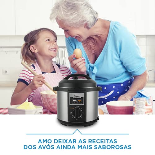 Panela de Pressão Mecanica, 6L, Inox/Preto, 110V, Midea