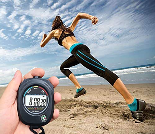 Digital Stopwatch, Bestwya Large Lcd Screen Handheld Count Up Timer With Time Calendar Clock Function (Black , Pack Of 2) #TOP5
