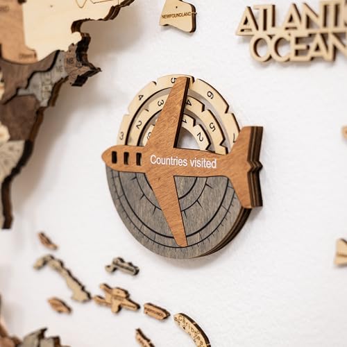 Stylish Wooden Travel Tracker – Country Map Accessory for Adventurers and Globetrotters – Perfect Gift for Travel Enthusiasts - Image 5