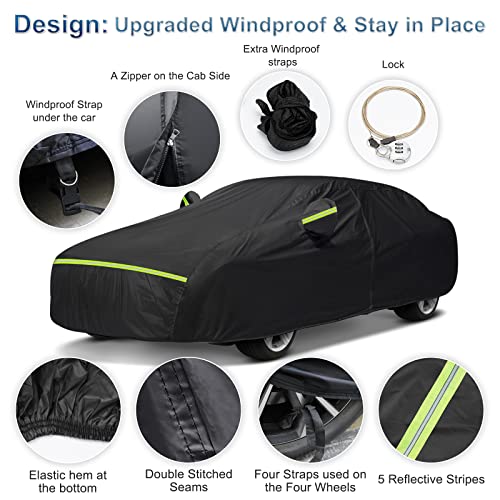 Image of for Mercedes Benz S Car Cover Waterproof All Weather Heavy Duty Protection Outdoor Full Car Covers Windproof with Driver Side Zipper Custom Fit for Mercedes Benz S-Class 2006-2025