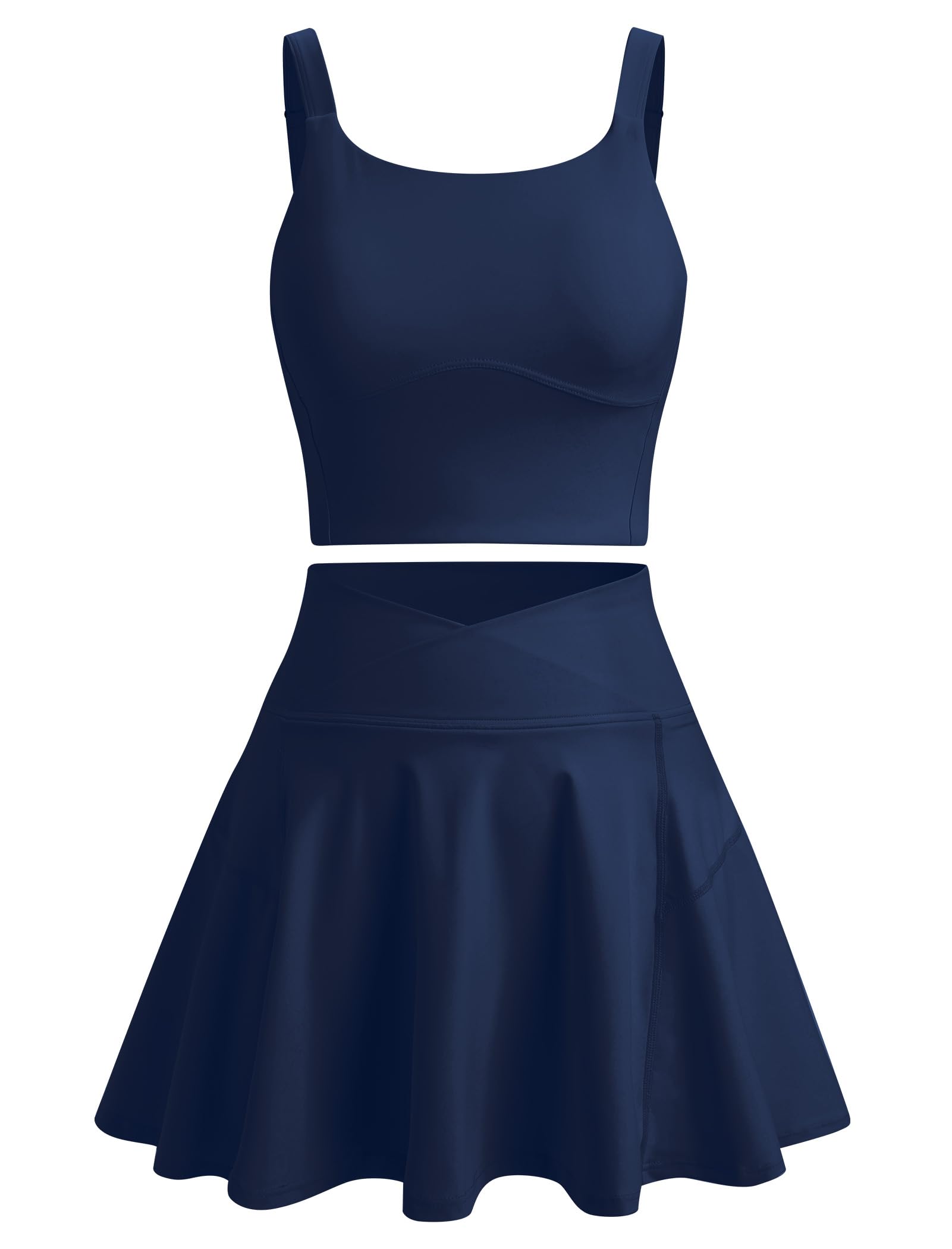 ABEHIK Ensemble de jupes de tennis deux pièces pour femme - Jupe plissée taille haute - Robe de tennis - Soutien-gorge de sport, golf, tenue d'entraînement athlétique